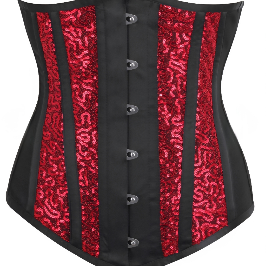 Red And Black Sequin Bustier Top 24"/ Good For 27 Or 28" Natural Waist